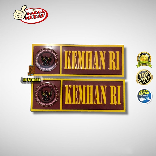 Stiker KEMENHAN RI Plat Nomor Timbul Sepasang 2Pcs / Stiker Kemhan plat nomor motor mobil