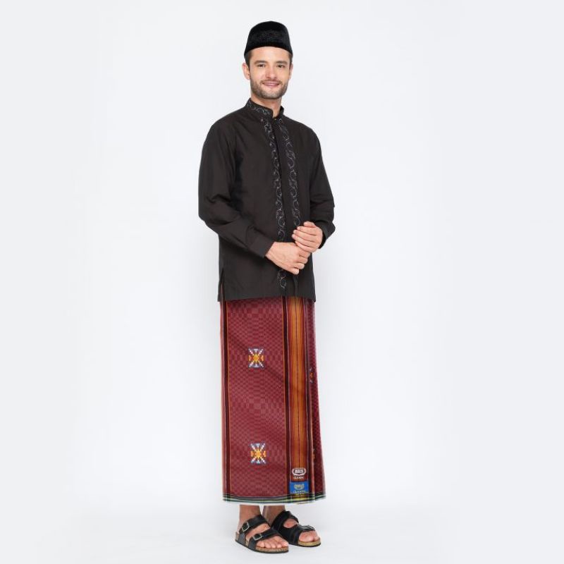 Sarung BHS Classic Gold Motif Songket DAM Merah Orange