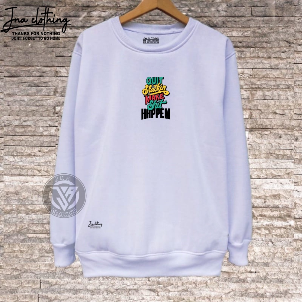 Sweater Pria Distro Crewneck Graffity Sablon HAPPEN Cowok Jumbo Oversize Bigsize Original Premium Gaya Basic Brand Local JNA Kota Bandung