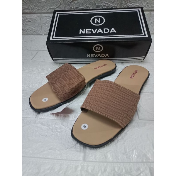 SALE BRAND Matahari Sandal Slop Cewek Rajut Nevada | Sendal Wanita Rajut Larissa Fashion Wanita Terbaru-Moka