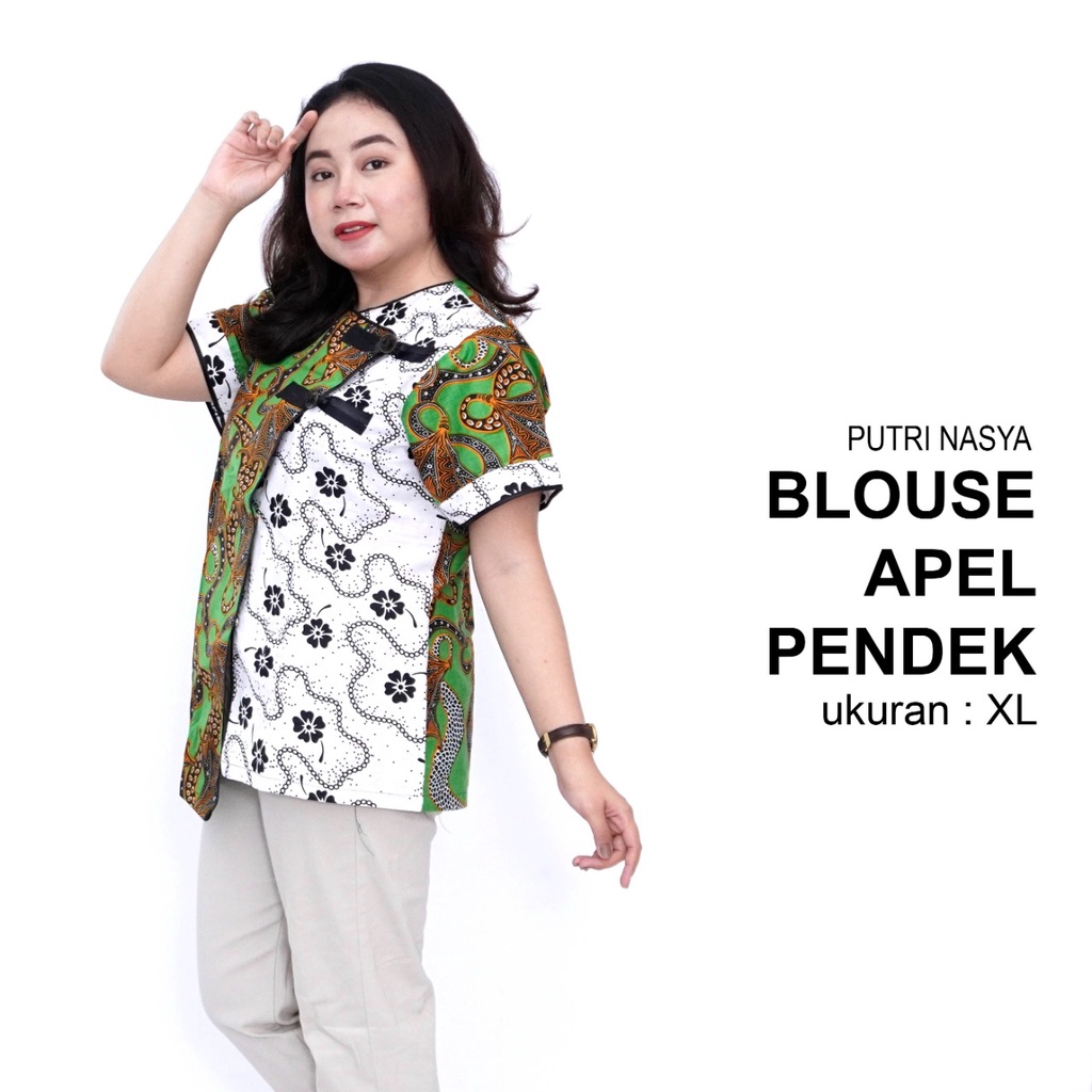 Blouse Big Size LD 140 Wanita Atasan Batik Jumbo L-XL-2L-3L-4L-5L-6L-7L Model Blus Jumbo Kerja Batik / Blus Batik Big Size Formal Kantor