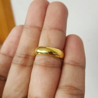  Cincin  polos  belah  rotan  lapis emas 24k Shopee Indonesia