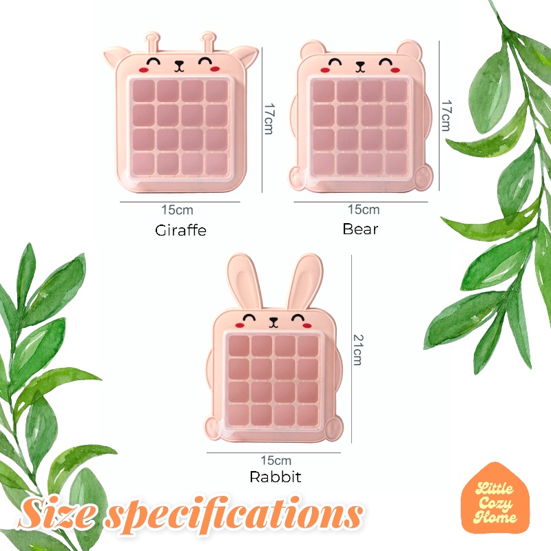 ANIMAL ICE MOLD / Cetakan Es Batu Plastik / Ice Cube Maker 16 Grid / Ice Cube Mold Lucu Motif Binatang