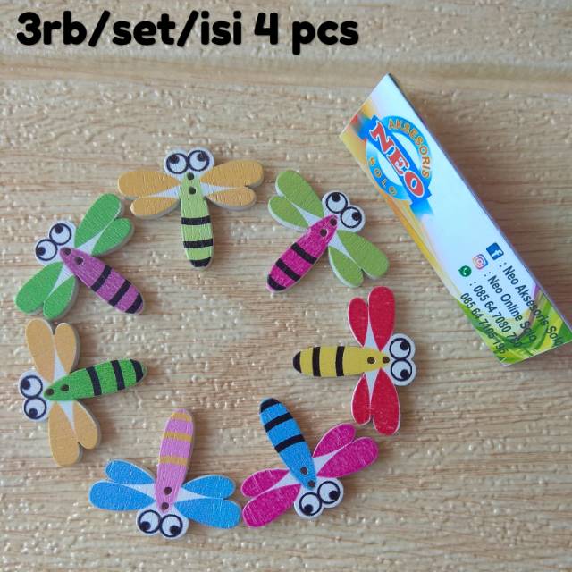 Kancing Kayu Craft model Capung