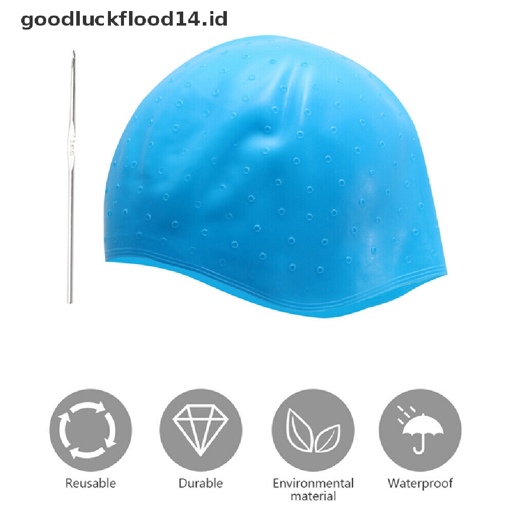 [OOID] Blue Silicone Hair Highlights Cap With Needle Coloring Cap Hat Styling Tools ID