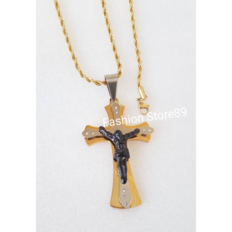 New import kalung Titanium salib Jesus kalung Fashion rohani Anti Karat Import bestquality Antikarat