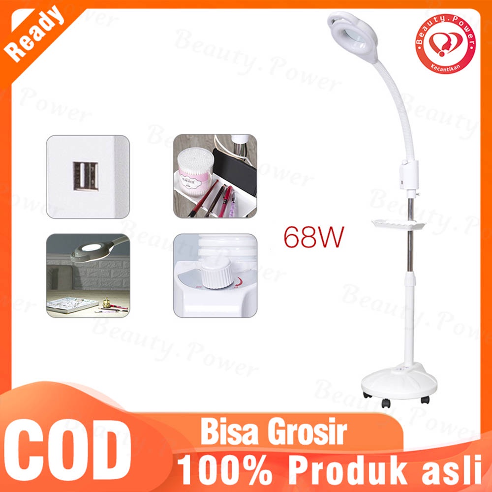 Lampu Pembesar LED, Lampu Kaca Pembesar LED, 16X Lampu DINGIN YANG Dapat Disesuaikan, Dudukan Lantai untuk Tato Eyeliner Kecantikan Manikur Rumah Salon Spa Penggunaan Standar Eropa 220V