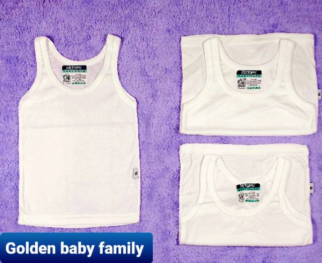 3 Pcs Singlet Ridges Balita Putih Salur Size S M L XL Pakaian Dalam Kecil