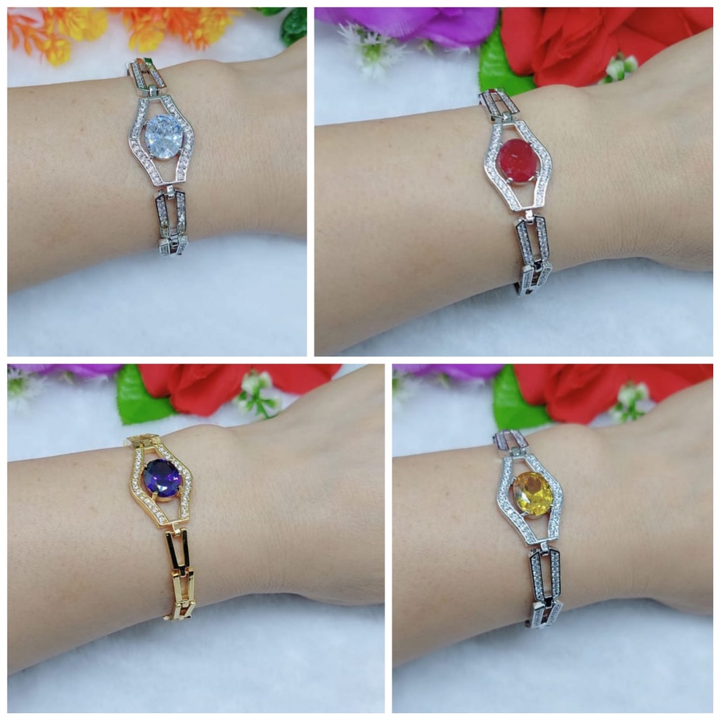 Gelang xuping permata warna warni lapis emas perhiasan fashion