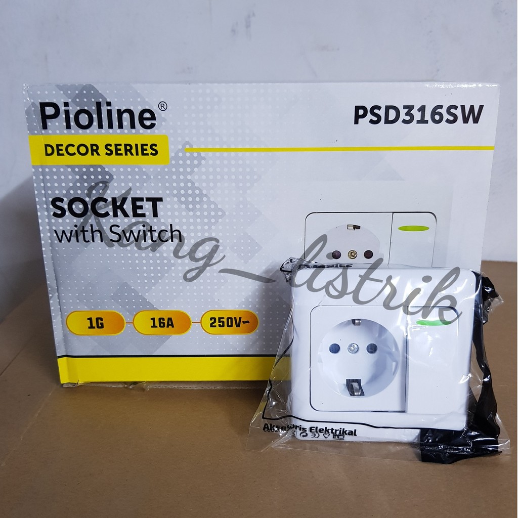 Socket + Switch / Saklar + stop kontak Arde PIOLINE Decor Series PSD316SW