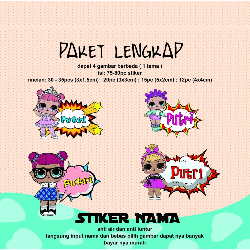 

(Bisa Custom Tema) Stiker Nama Waterproof - AK Stiker