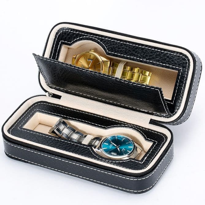 TAIYU Kotak Jam Tangan 2 Slots Watch Box Case / Organizer W104B By EMI