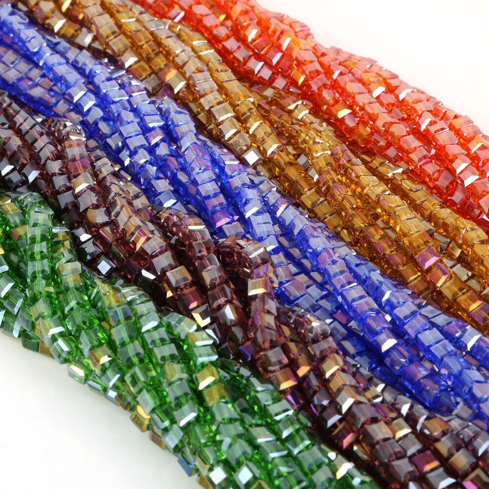 20-200pcs/lot 2-8mm Multi Color Fashion Crystal Glass Square Beads For DIY Crafts Sewing Clothing Accessories Decoration