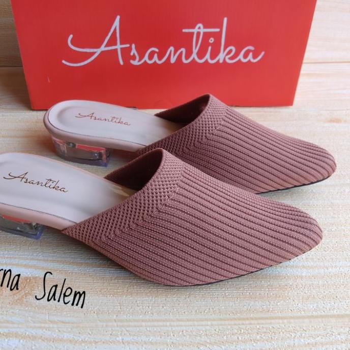 Bayar Dirumah 2.2 Asantika Sandal Sendal Heels Rajut Hak Kaca Pendek 3 Cm Kuat Empuk Nyaman Big Size