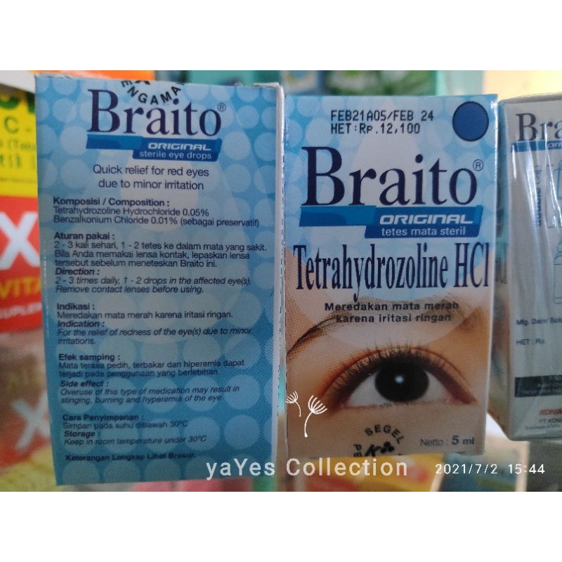 Braito obat Tetes Mata Steril 5ml Exp 2024 Original ori meredakan merah iritasi ringan