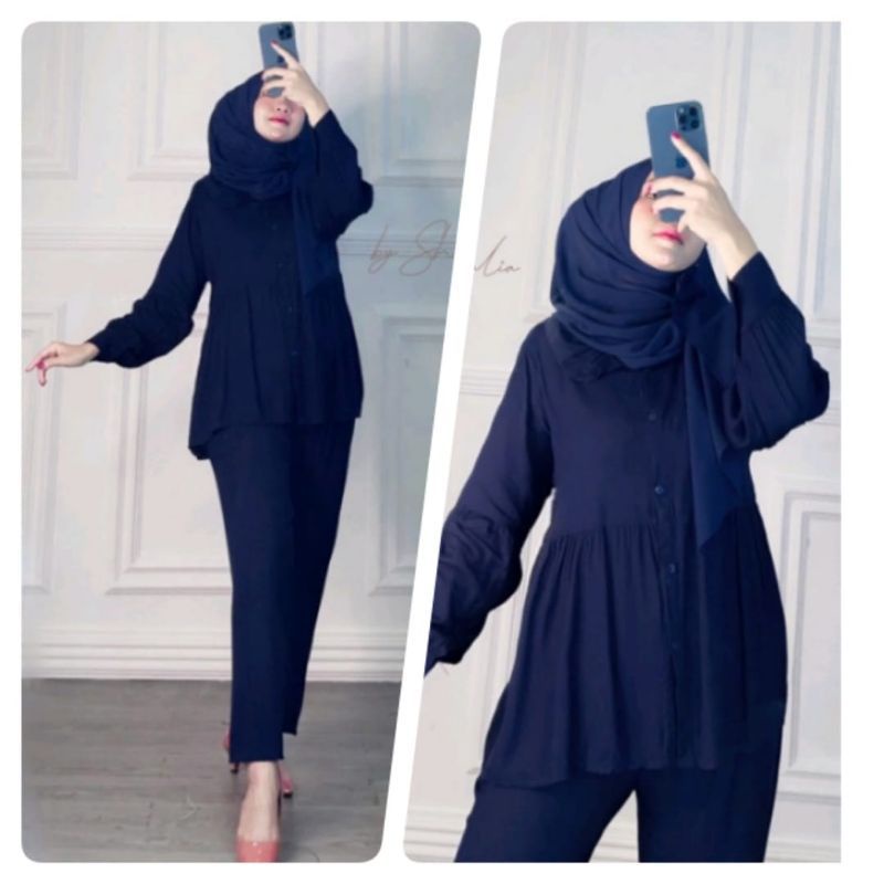 Setelan Tunik Polos | One Set Tunik Polos | One Set Amanda