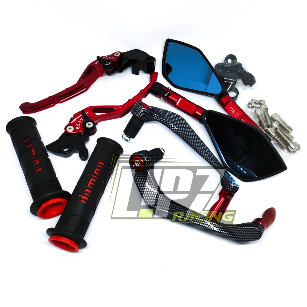 PAKET KOMPLIT VARIASI HANDLE CNC + HANDGUARD CARBON + SPION TOMOK V2 + HANDGRIP  RACING VIXION/NMAX/VARIO150/BEAT