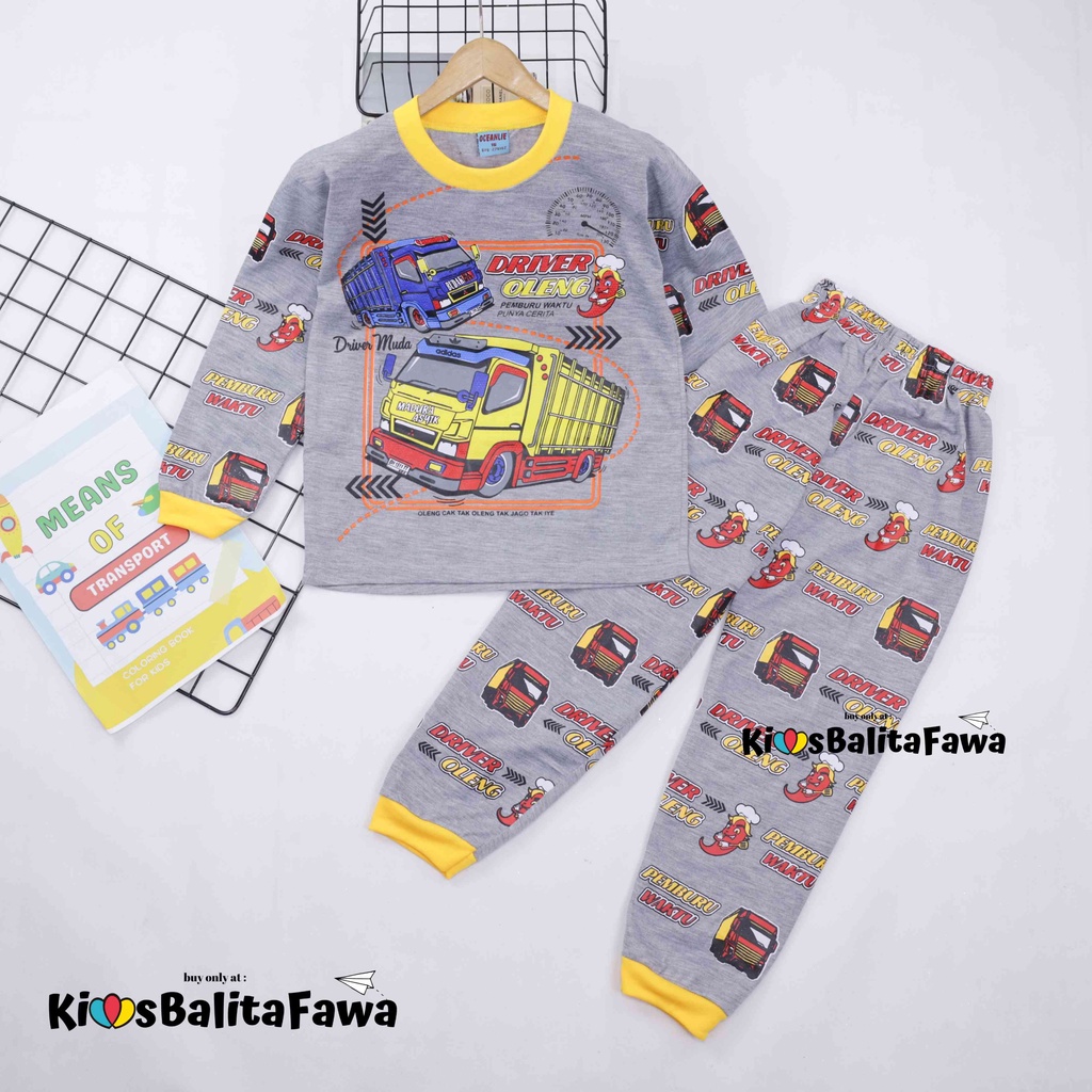 Setelan Marvell uk 5-6 Tahun / Bahan Kaos Anak Celana Panjang Laki Cowok Baju Tidur Piyama