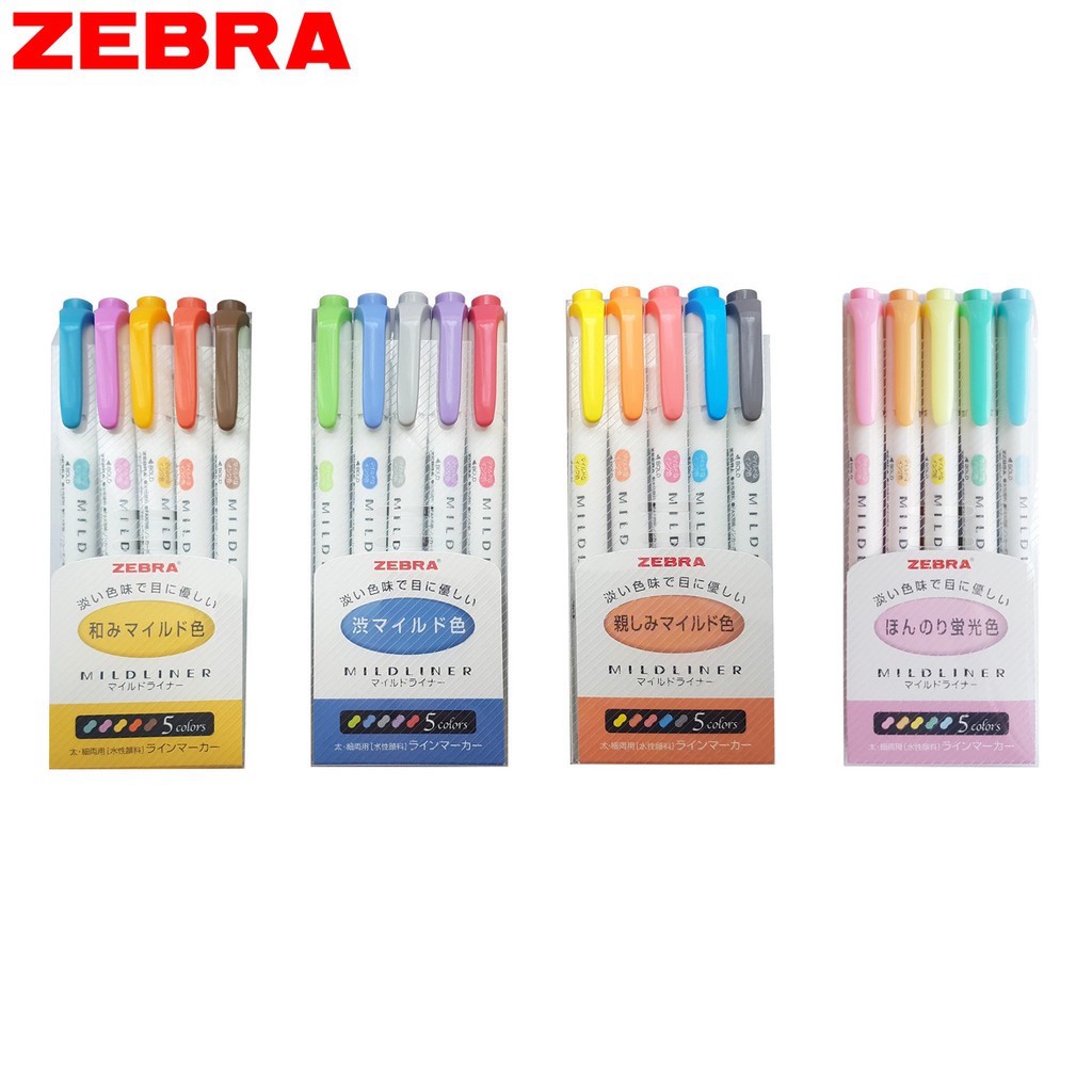 Zebra Mildliner Double-Sided Highlighter - 5 Color Set