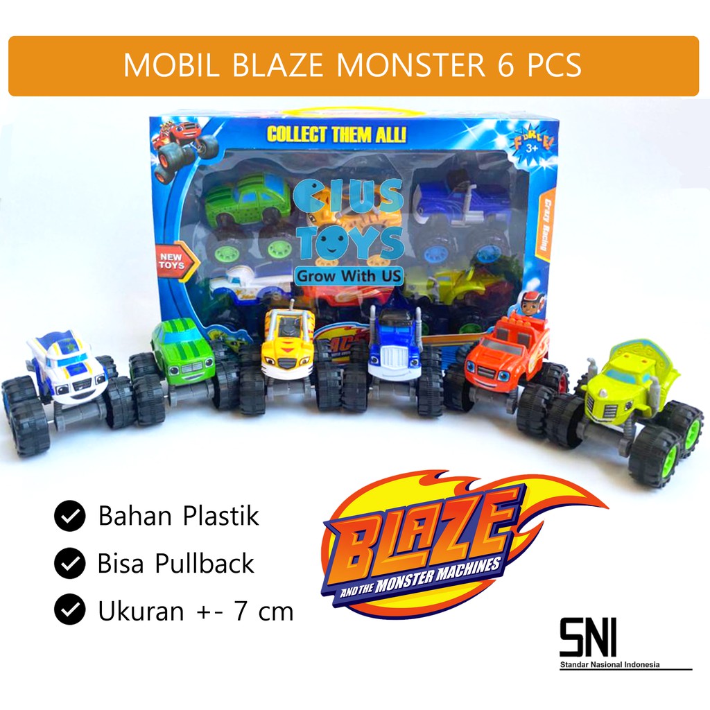  Mainan  Mobil Blaze and The Monster Machine 6 pcs pullback 