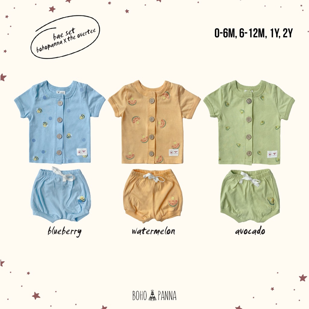 Baju Bayi Setelan Pendek Anak Laki Laki Bohopanna Bae Set Newborn 0 6 12 Bulan 1-2 Tahun BOHOPANNA X THE OVERTEE