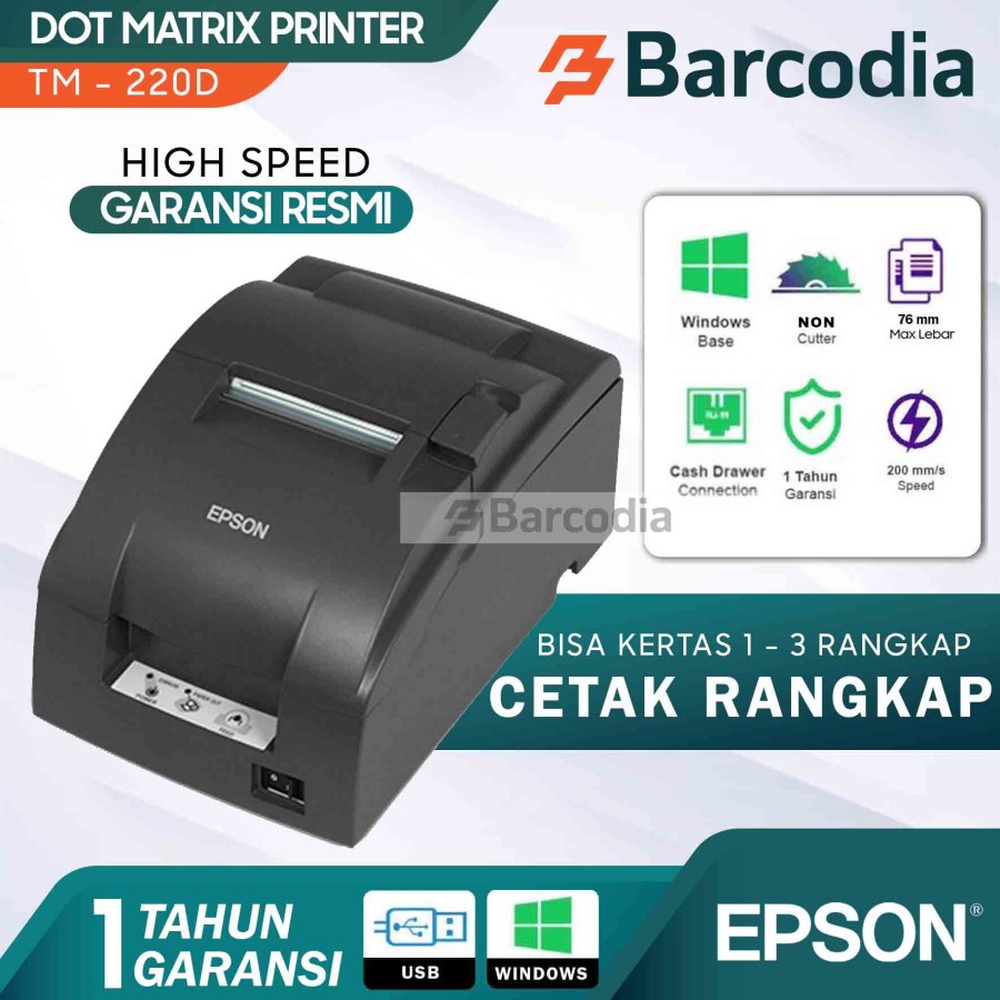 Jual Printer Epson Tmu 220 D Tm U220 D Tmu220d Tmu 220d Non Auto Cutter Printer Epson Dot Matrik 8599