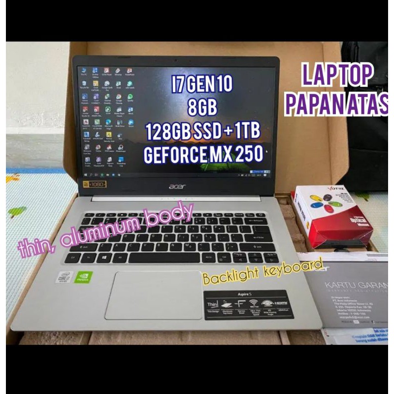 Laptop Acer i7 gen 10 8GB 1TB+125GB SSD backlight second