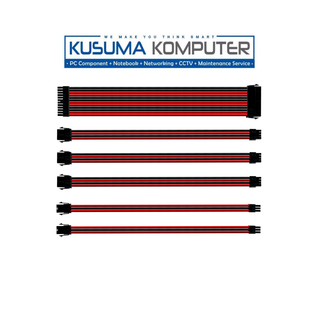 Cooler Master Sleeved PSU Extension Cable Kit Red &amp; Black