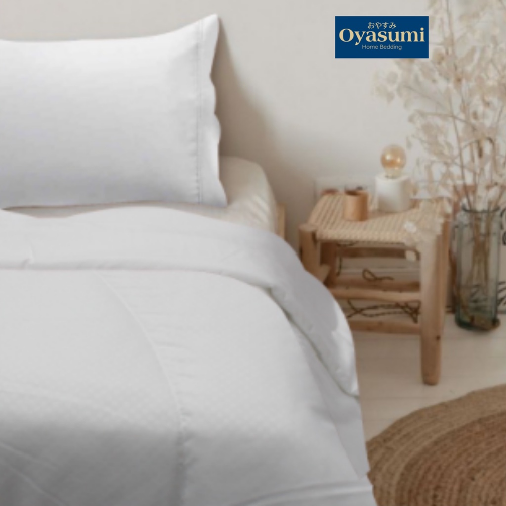 Bedcover Hotel Putih Oyasumi Motif Salur Bedcover Jacquard Embos Bedcover Only