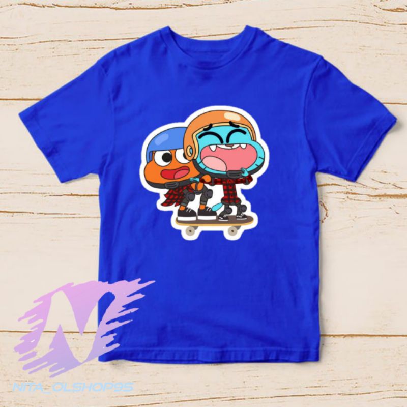 baju kaos anak gumball dan Darwin series tv