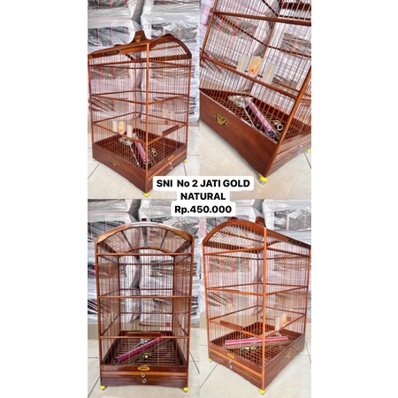 Sangkar Kotak SNI Jati Gold Natural No 2 / Kandang Kotak Jati No 2
