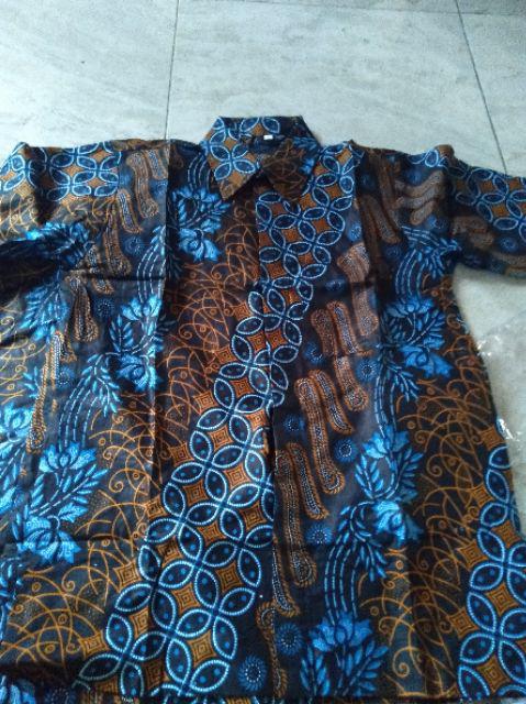 Kemeja Batik Couple Kawong Biru Motif Tukaran