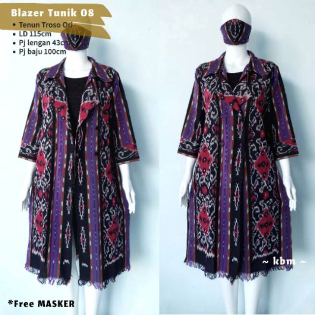 Blazer tunik tenun  ori troso free masker