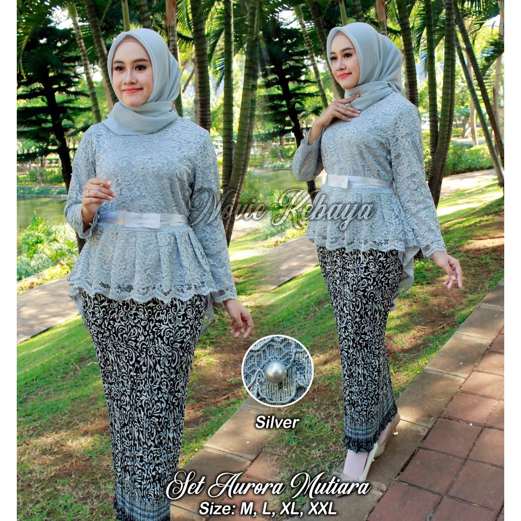 NOV&gt; KEBAYA AURORA TERBARU / SET KEBAYA AURORA MUTIARA / BAJU BRUKAT MUTIARA / KEBAYA AURORA MODERN