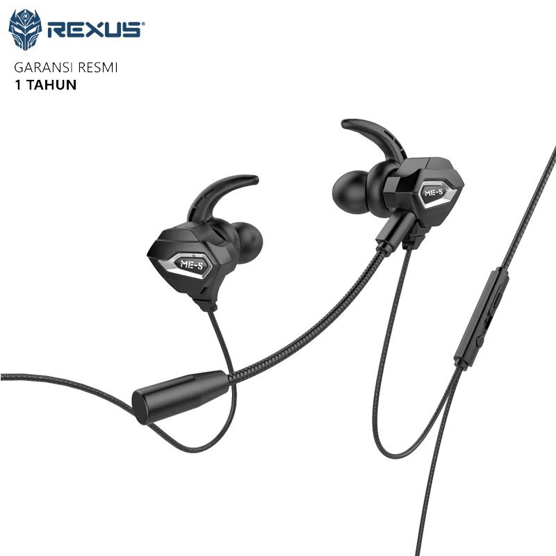 Earphone gaming rexus wired aux 3.5mm hifi with mic free splitter audio for pc laptop phone vonix Rx-Me-5 Me5 - in ear