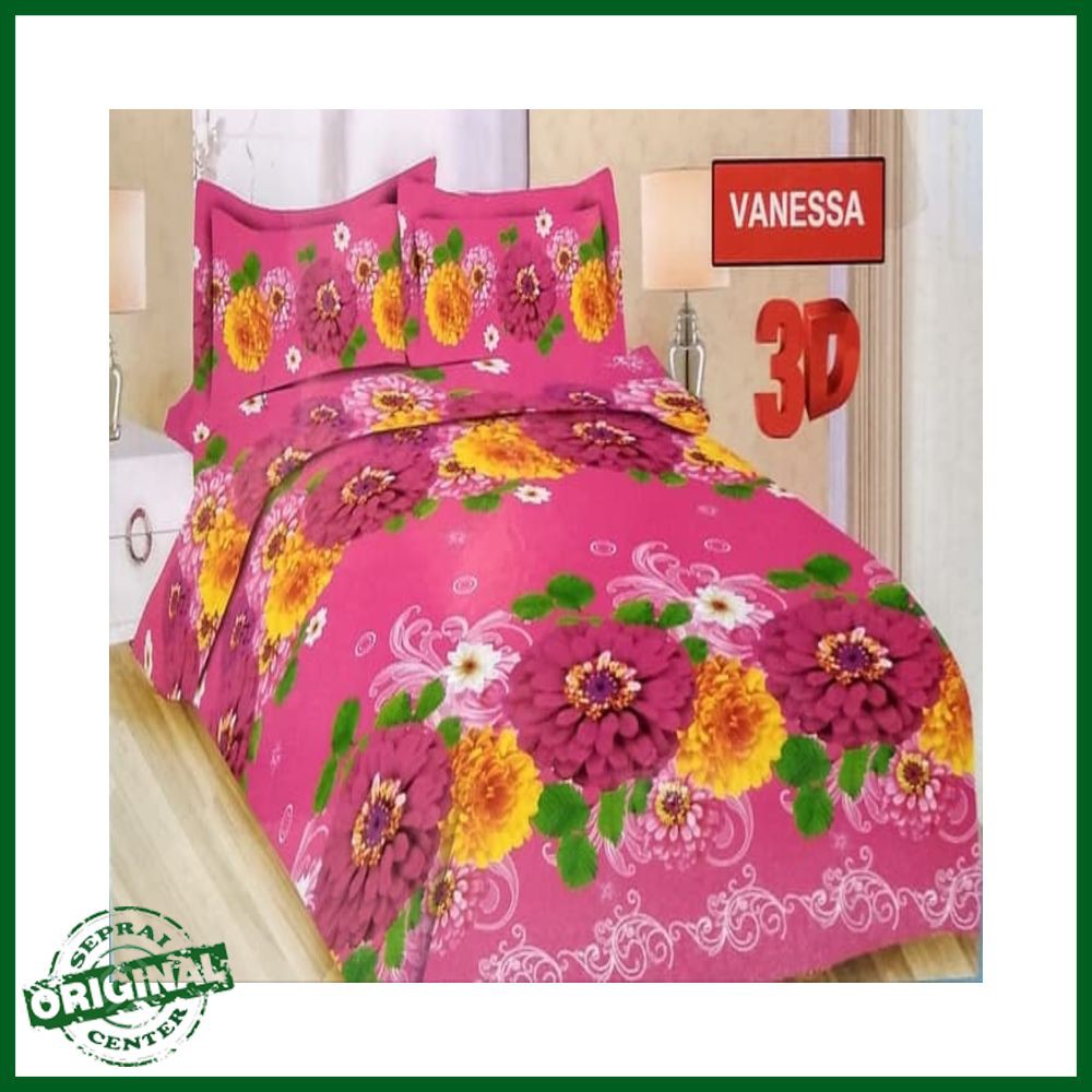 SEPRAI / SPREI BONITA VANESSA No.1 KING 180 SEPRAI BUNGA KAMELIA UNGU KUNING