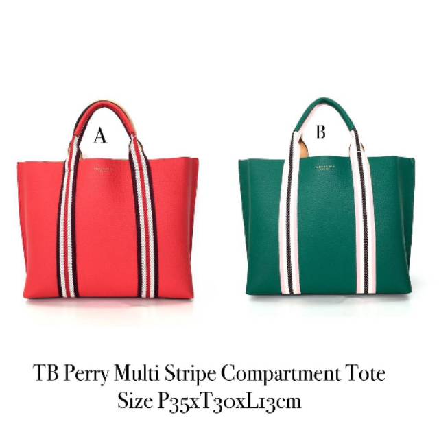 Jual Tory Burch Perry Multi Stripe Compartment Tote | Shopee Indonesia