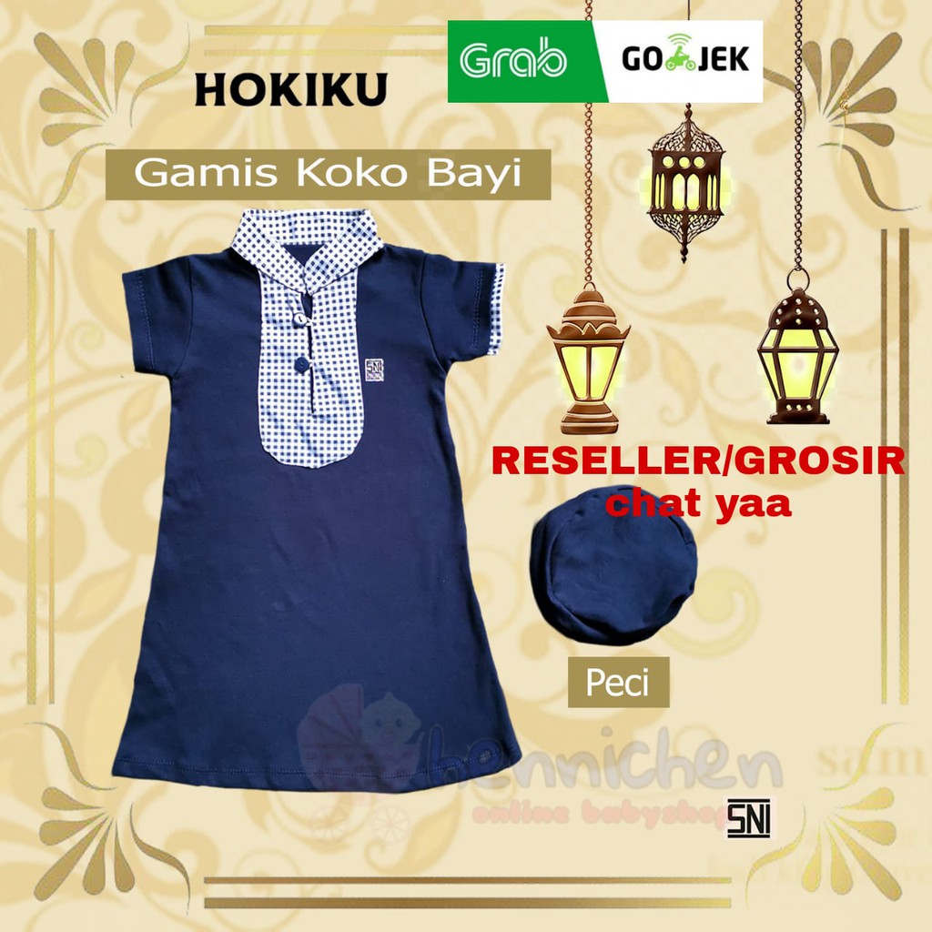 AB04 GAMIS KOKO BAYI BAJU KOKO BAYI MUSLIM HOKIKU TURKI PAKISTAN BAYI 6-12 Bulan