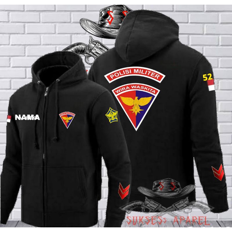 sweater pomau hoodie ziper/polisi militer/angkatan udara