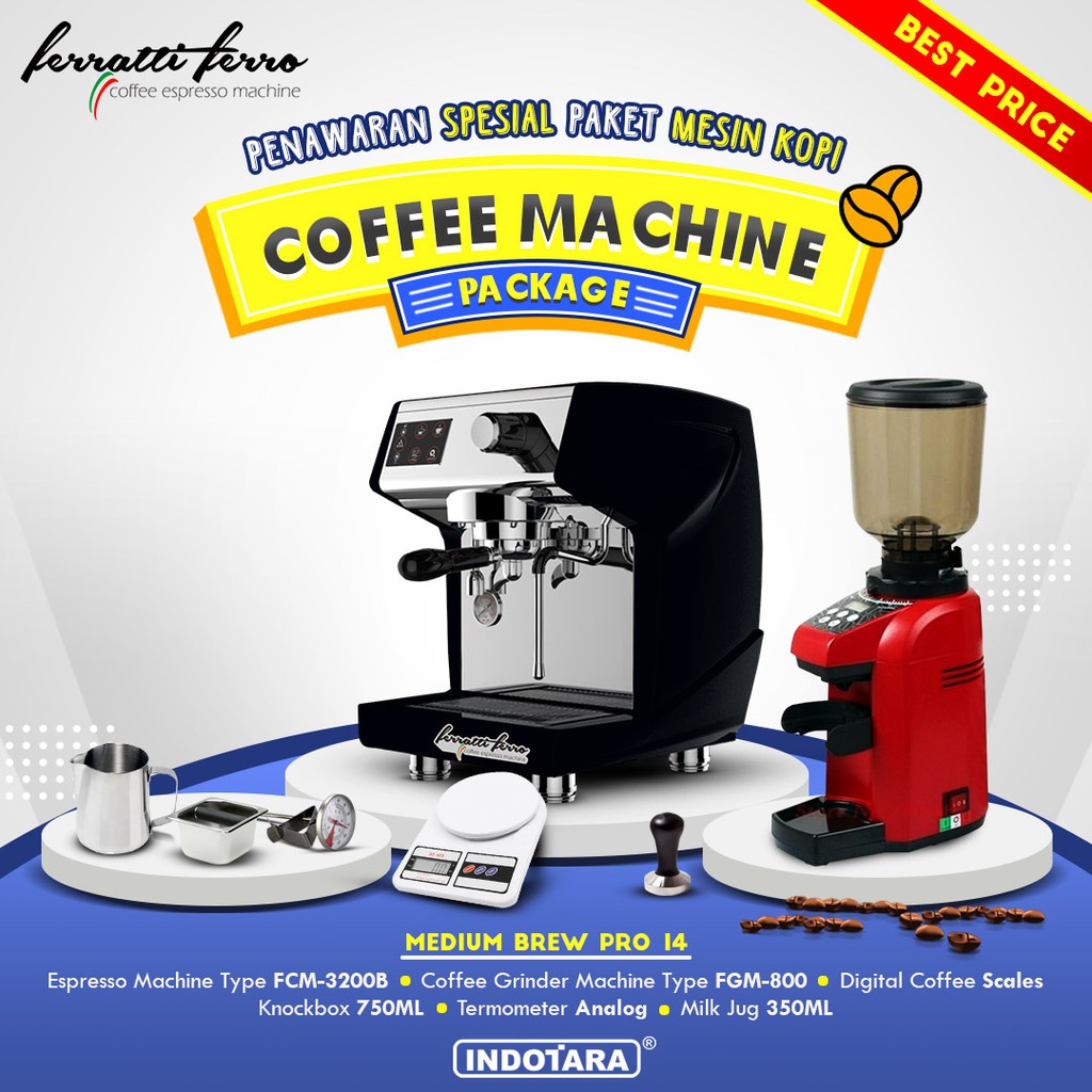 Paket mesin kopi Espresso Medium Brew Pro 13 - 14 - 15