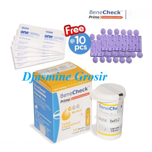 Strip Benecheck PRIME Cholesterol Chol Kolesterol Free Alkoho swab dan Lancet