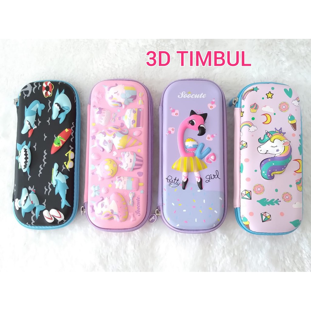 Kotak pensil 3D TIMBUL IMPORT PREMIUM MOTIF Roket Unicorn Bunny kelinci tempat pensil Astronot anak tk sd kado ultah anak murah