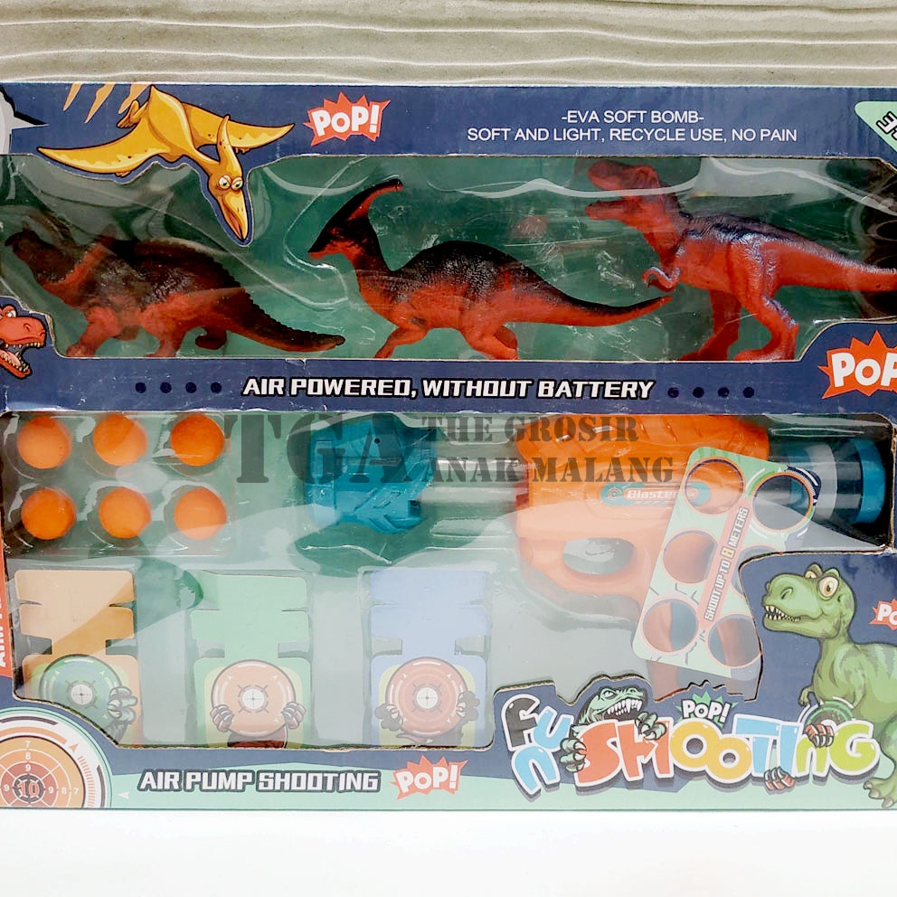 Fun Shooting Pop Dinosaurs Mainan Tembak Angin Bola Papan Dino Dinosaurus