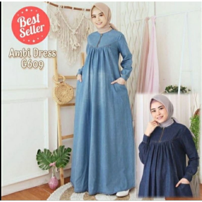 GAMIS MIDI DRESS JEANS WANITA HIGH QUALITY