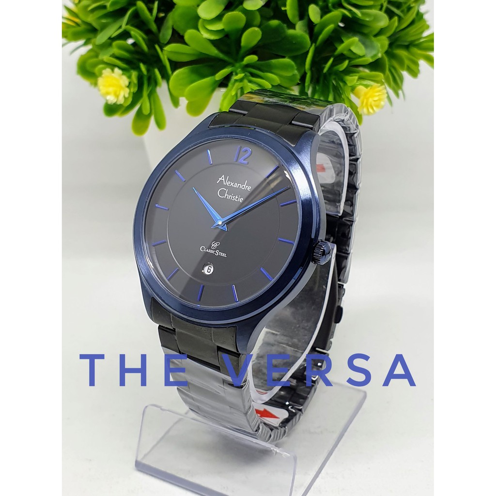 AC 8623 Alexandre Christie Jam Pria Rantai Black Blue Original