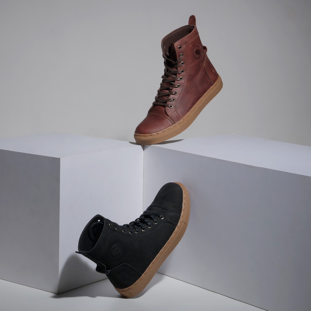 KHAFRA BROWN (Kulit Asli) - Sepatu Boots Pria Kasual Kulit Klasik Vintage Sporty Casual Cowok - Boot Kulit