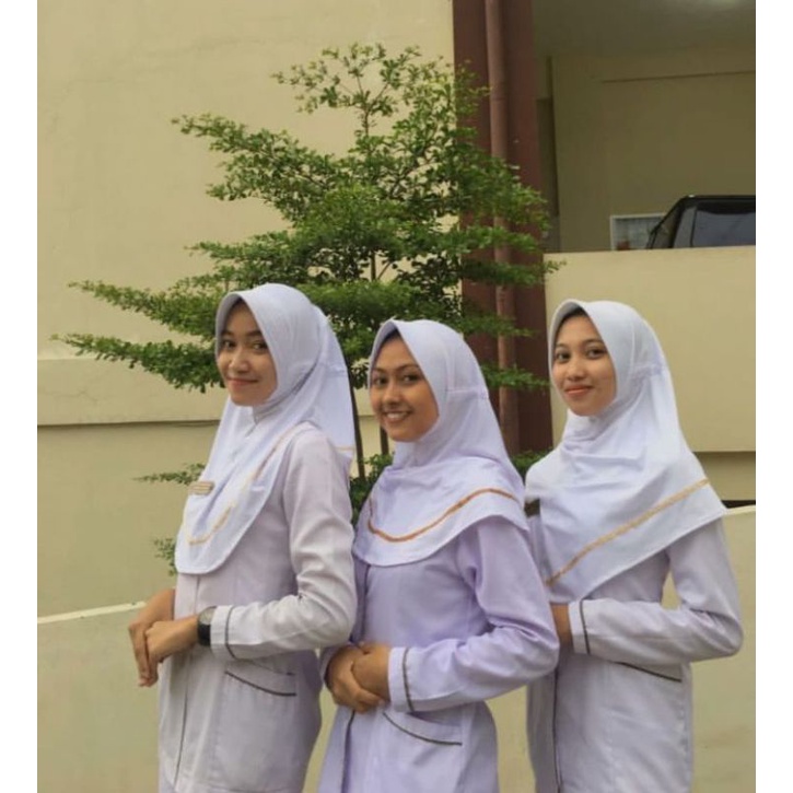 Hijab Suster Terbaru/Jilbab Bidan/Kerudung Perawat/Bergo Instan DinKes, Stikes/Busa Antem Garis Full