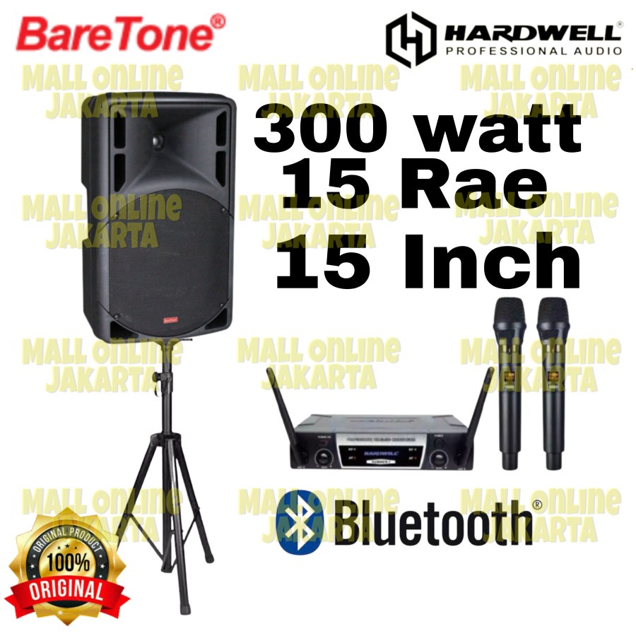 Speaker aktif baretone 15 inch 15rae original mic wireless hardwell