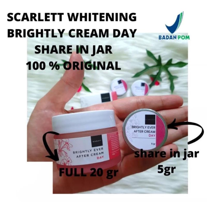 COD MINI Scarlett whitening brightly &amp; acne day night cream tester original 100%