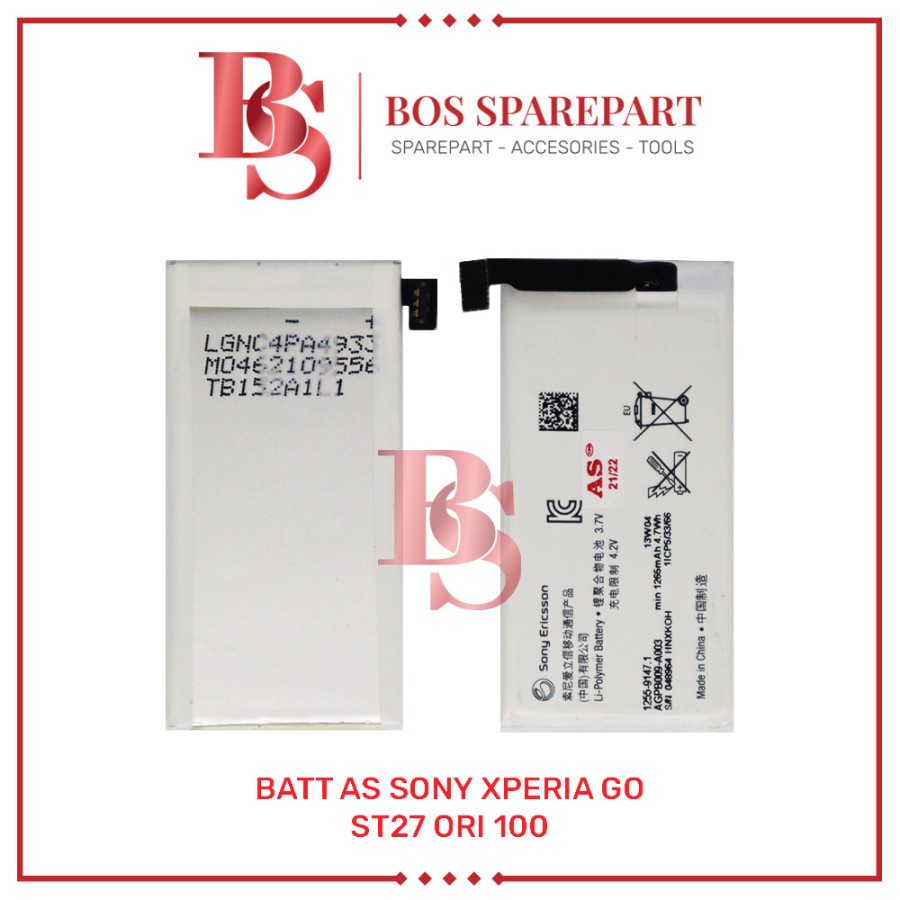 BATTERY AS SONY XPERIA GO / ST27 ORI 100 / BATERAI / BATRE